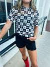 Black Cowboy Mesh Top