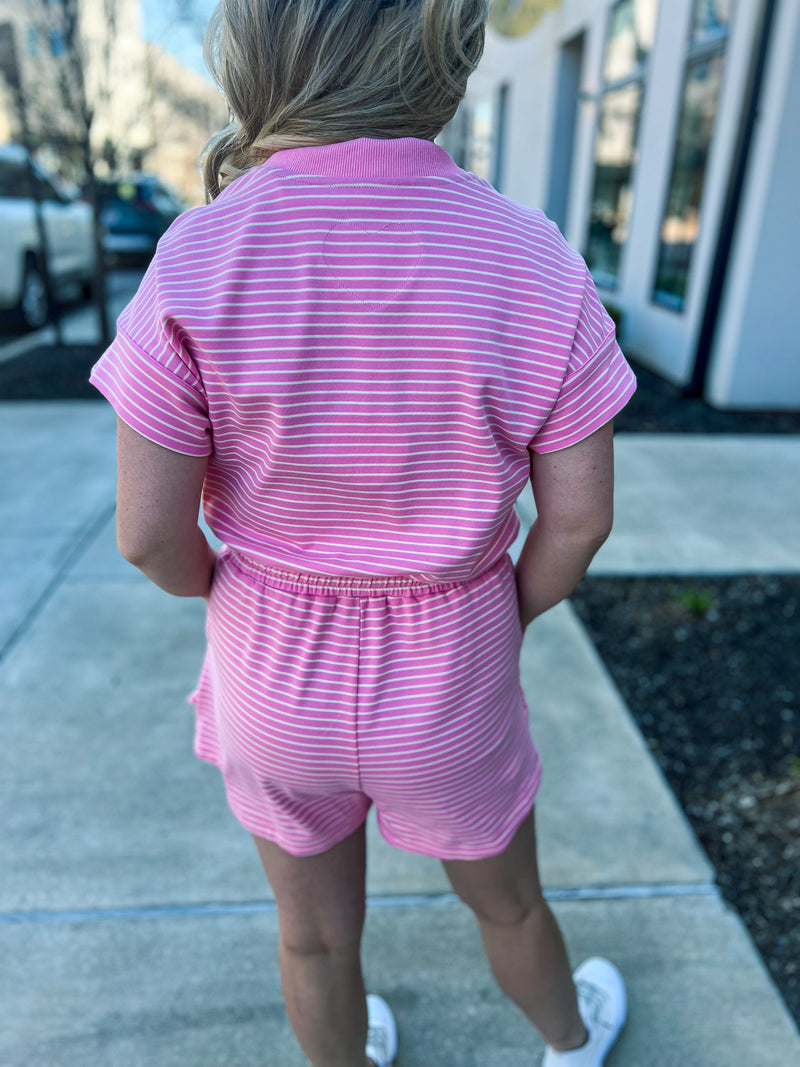 Pink Striped Umgee Romper