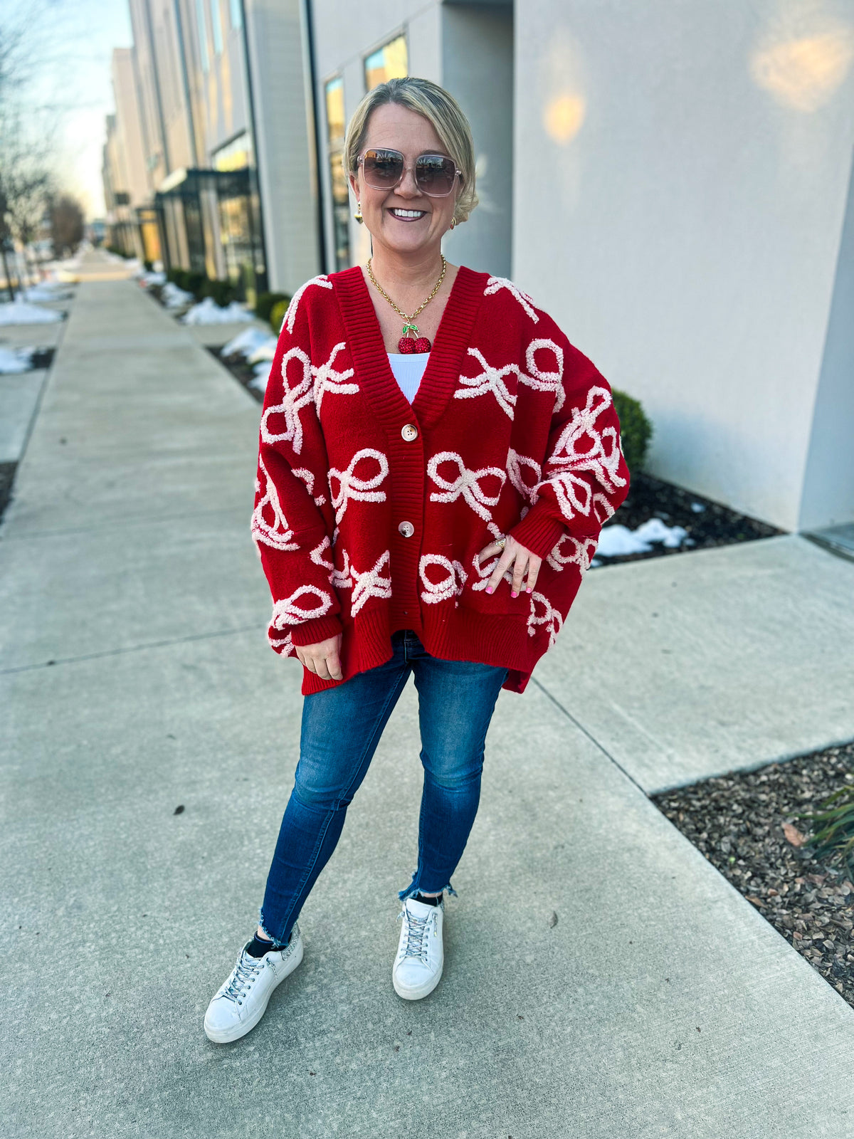 Red Bow Sweater Cardigan