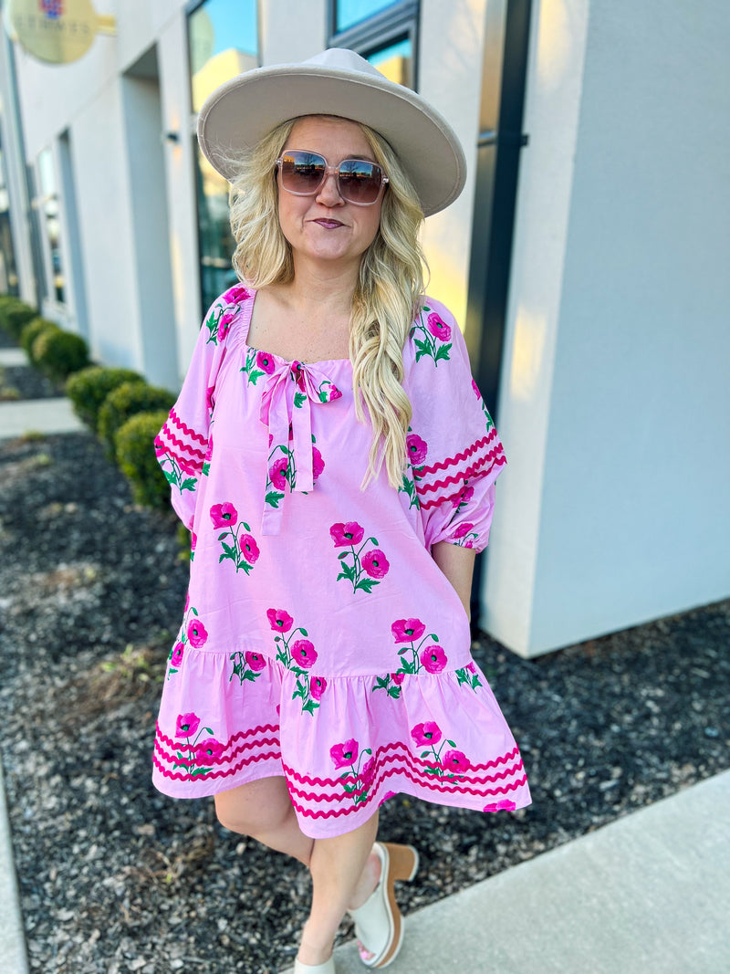 Pink Floral Entro Dress