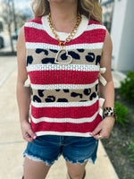 Red Leopard Sweater Vest