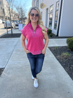Hot Pink Waffle Umgee Top