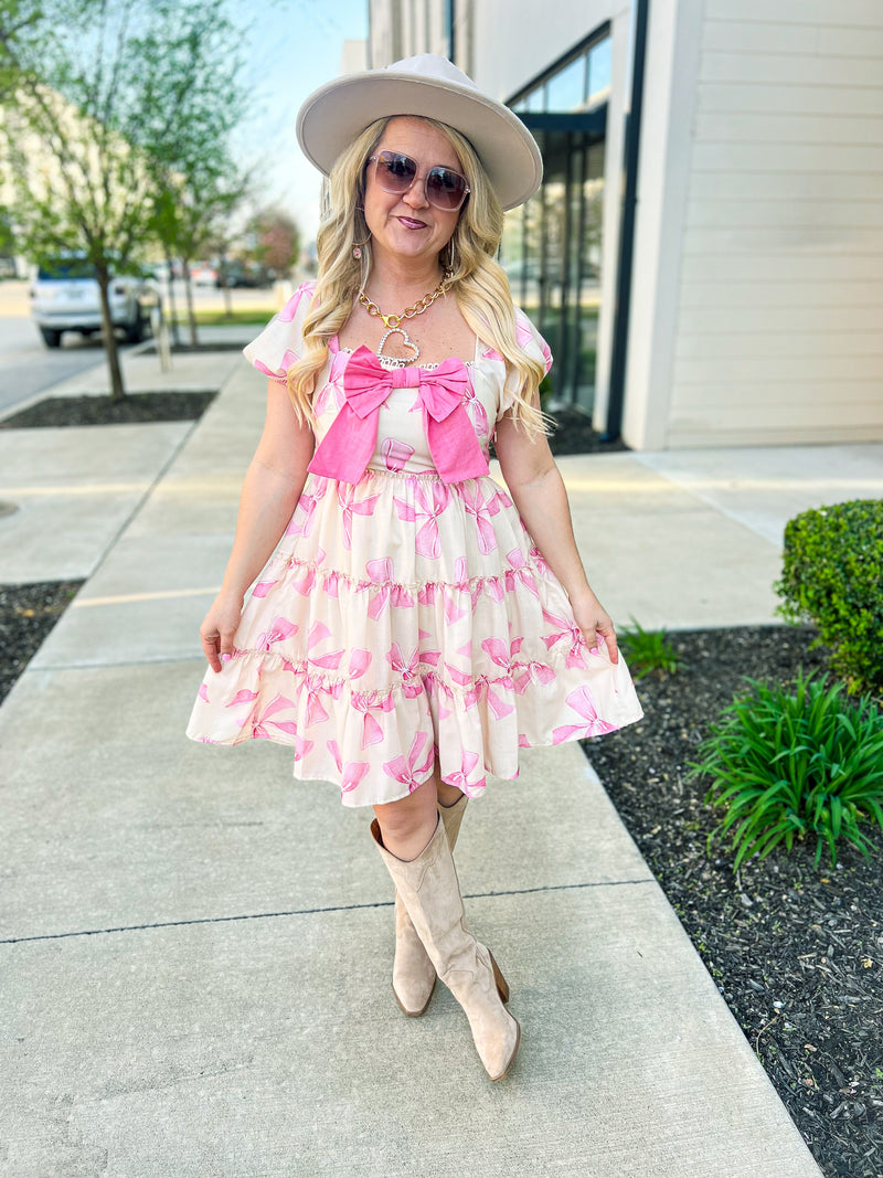 Creme Bow Dress-Davi & Dani