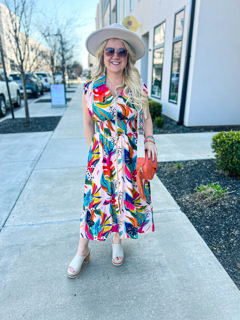 Vacay Vibes Front Zip Umgee Dress