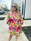 Floral Sleeve Mini Dress-Entro