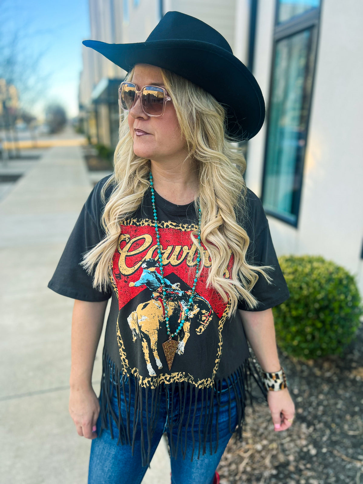 Black Cowboy Zutter Fringe Tee
