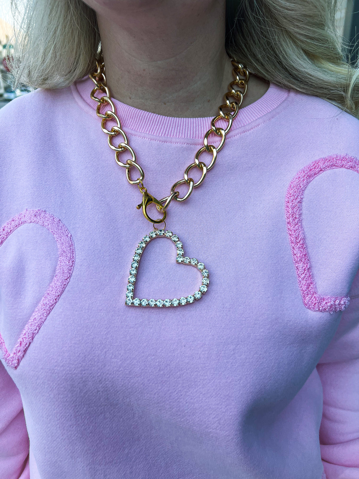 Rhinestone Heart Pendant Necklace
