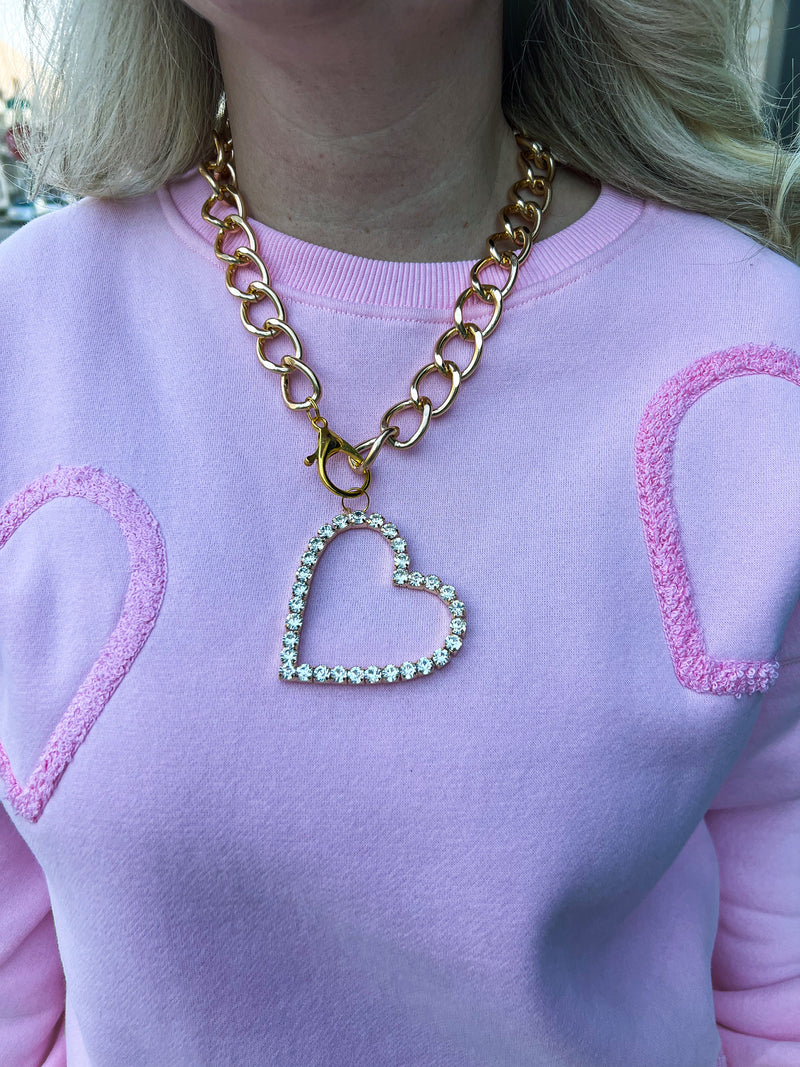 Rhinestone Heart Pendant Necklace