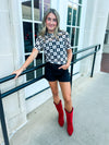 Black Cowboy Mesh Top