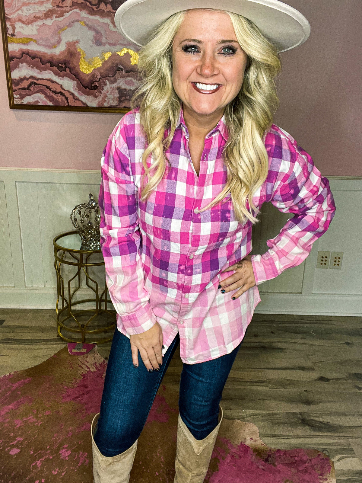 Pink Santa Plaid