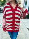 Red Striped Cardigan