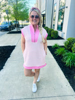Pink Striped Mini Dress