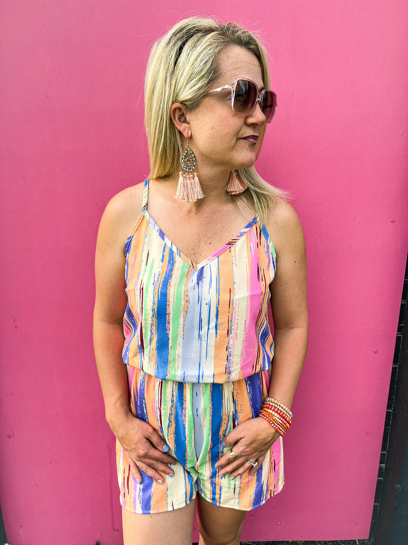 Multicolored Striped Romper
