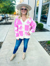Check Bow Cardigan-Peach Love