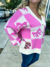 Check Bow Cardigan-Peach Love