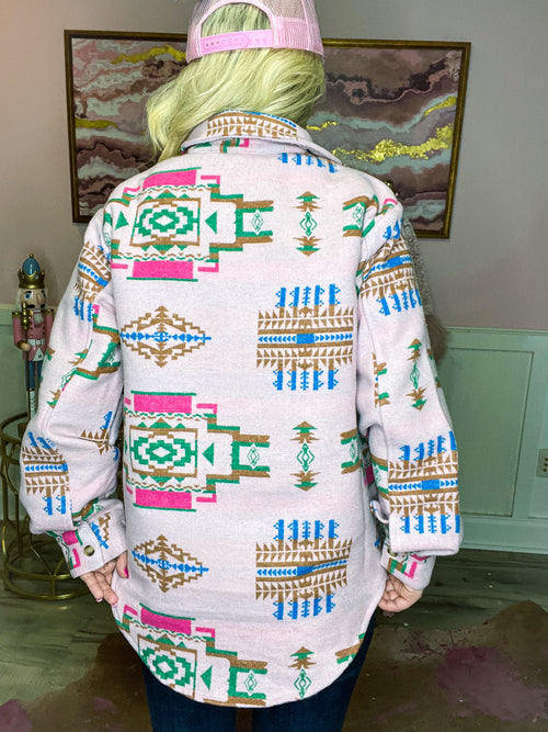 Pink Aztec Shacket