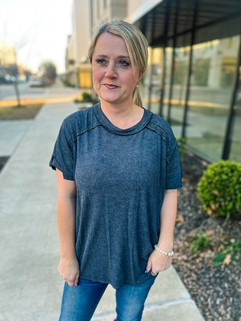 Washed Short Sleeve Top