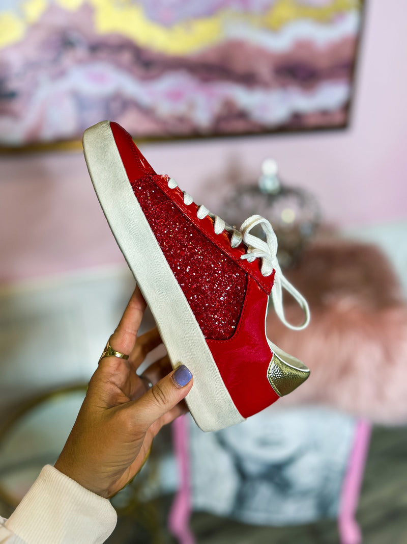Red Sequin Sneakers