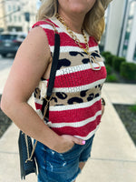 Red Leopard Sweater Vest