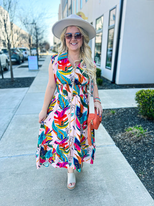 Vacay Vibes Front Zip Umgee Dress