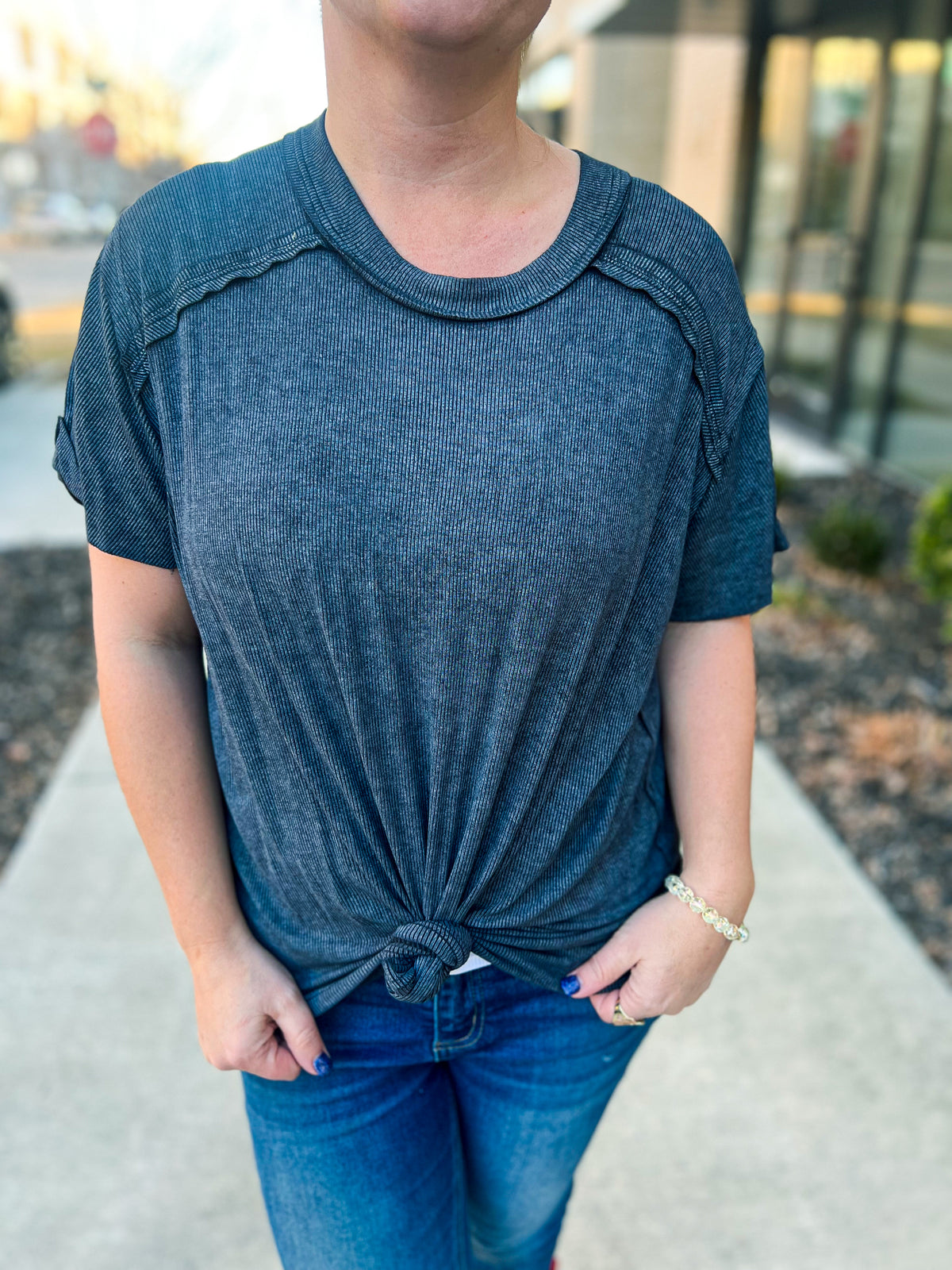 Washed Short Sleeve Top