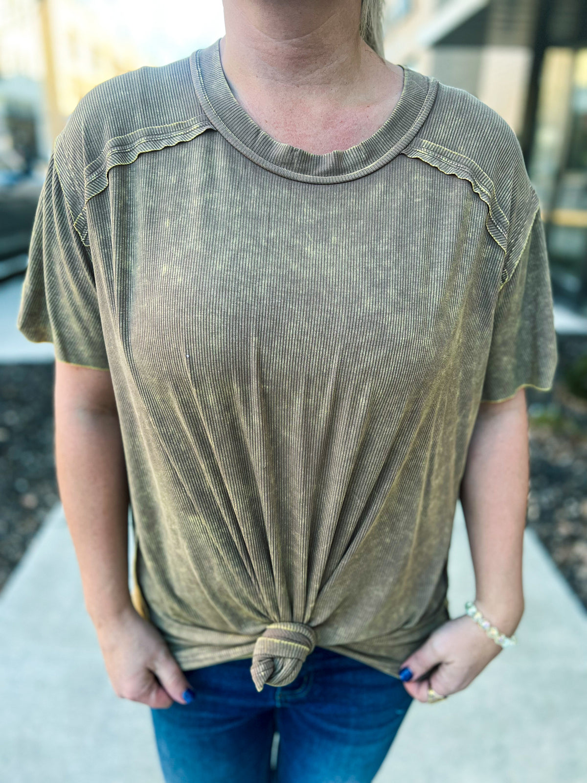 Washed Short Sleeve Top