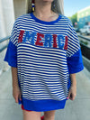Blue Striped America Top