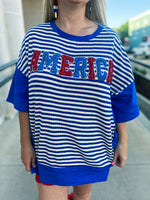 Blue Striped America Top