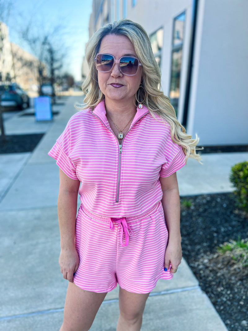 Pink Striped Umgee Romper