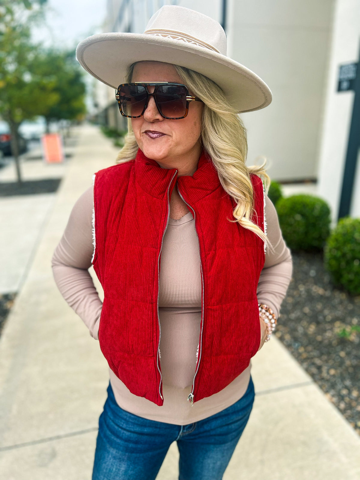 Red Sherpa Vest