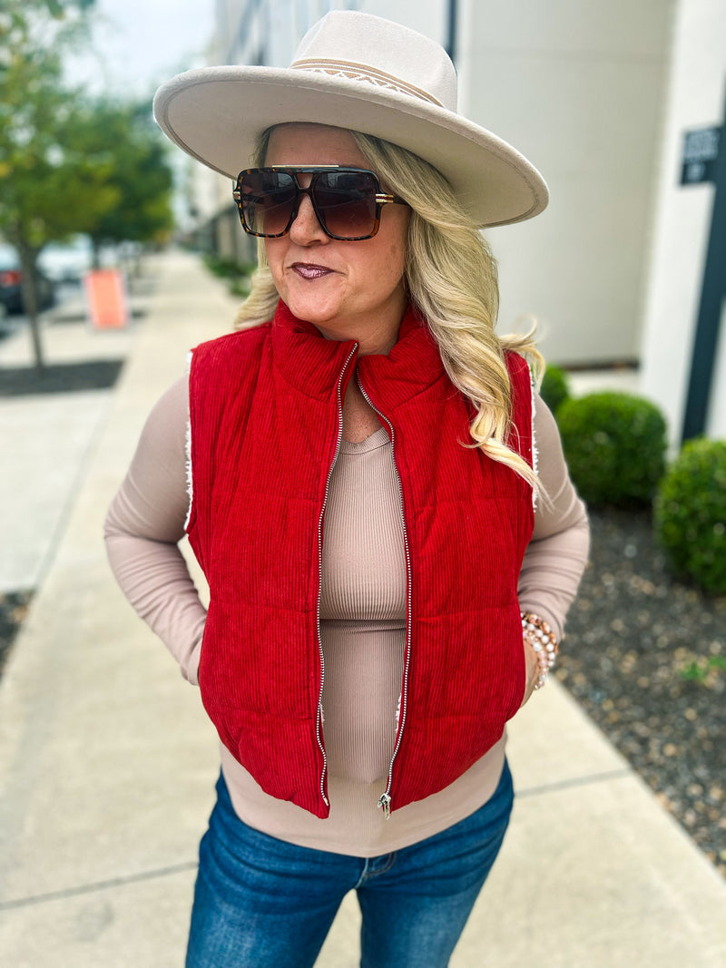 Red Sherpa Vest