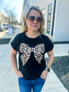 Black Leopard Bow Top