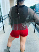 Black Rhinestone Rocker Top