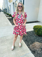 Multicolored Band Floral Entro Dress