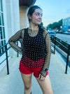 Black Rhinestone Pearl Top