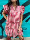Red Gingham Tiered Ruffle Dress