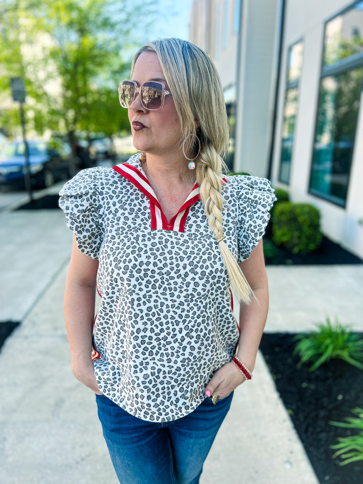 Animal Print Ruffle Top Entro