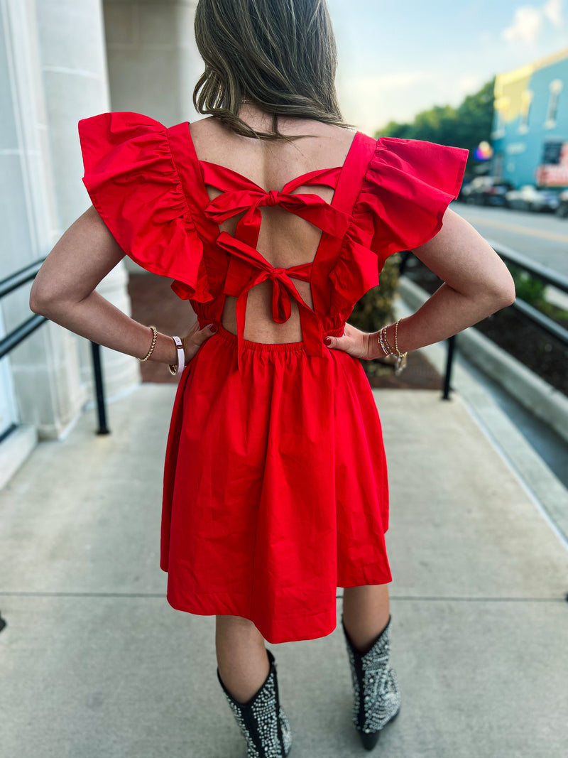 Ruffle Sleeve Mini Dress