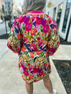 Floral Sleeve Mini Dress-Entro