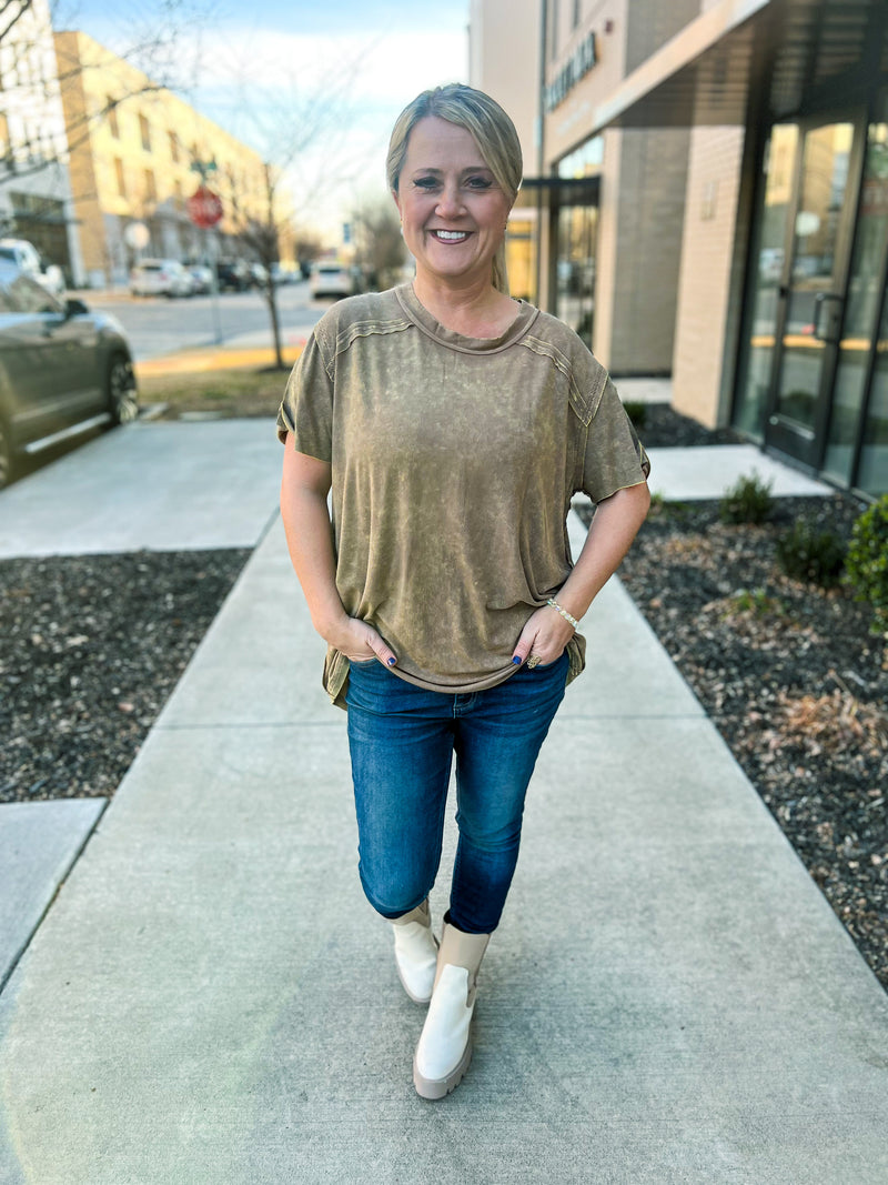 Washed Short Sleeve Top