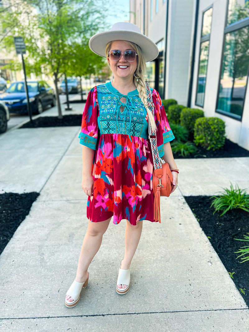 Multi Embroidered Dress-Umgee