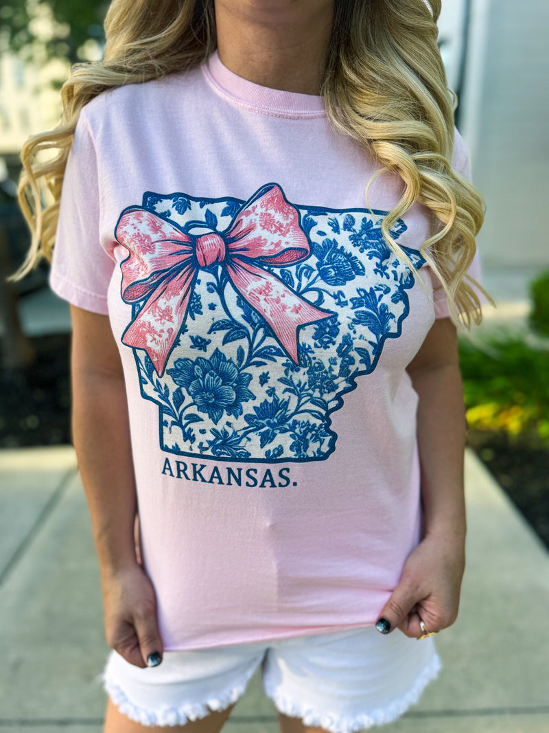 Pink Arkansas Bow Tee