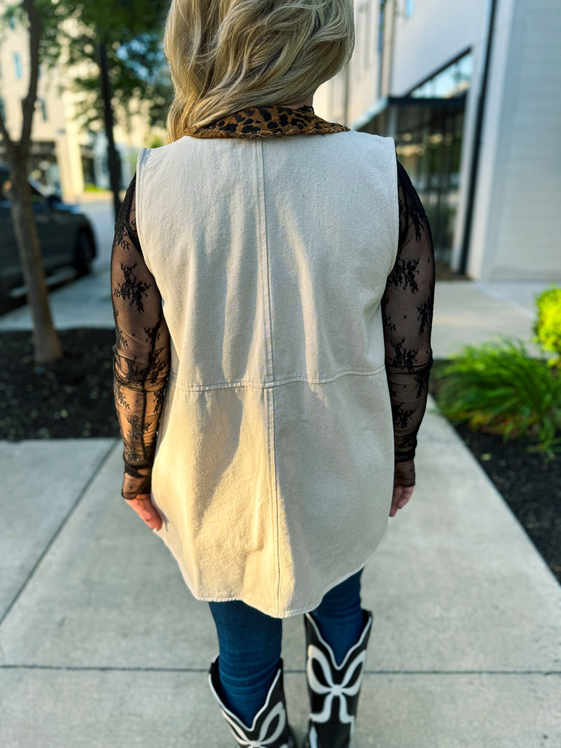 Bibi Oatmeal Leopard Vest