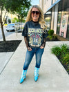 Blue Rhinestone Cuff Boots