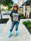 Blue Rhinestone Cuff Boots