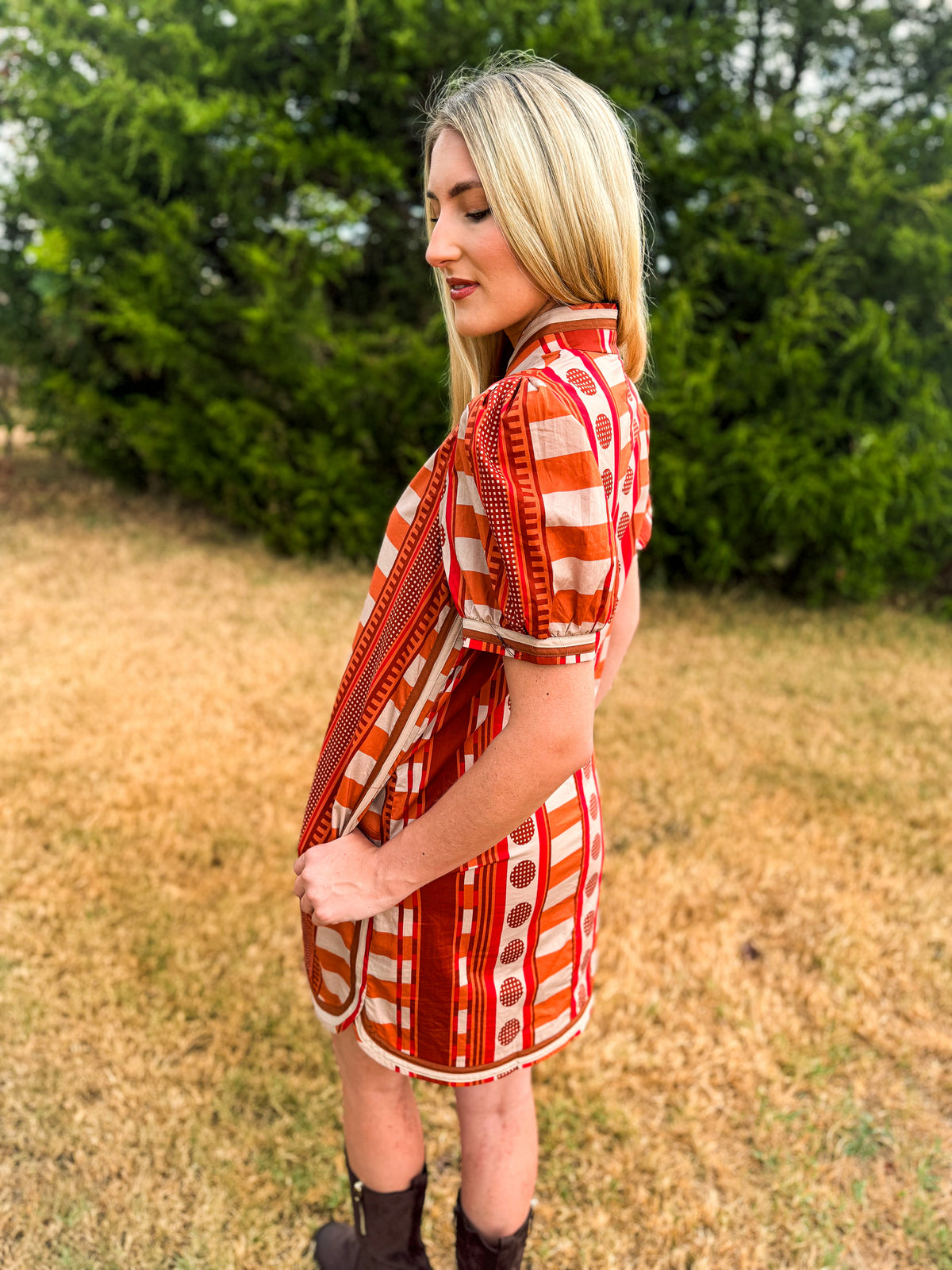 Rust Plaid Entro Dress