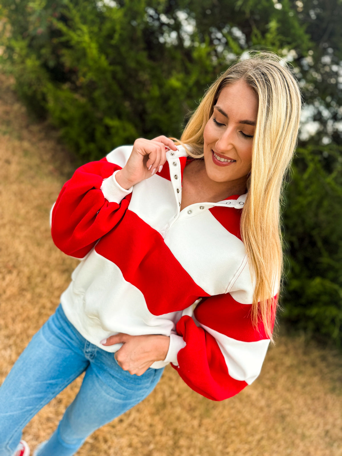 Red & White Striped Pullover