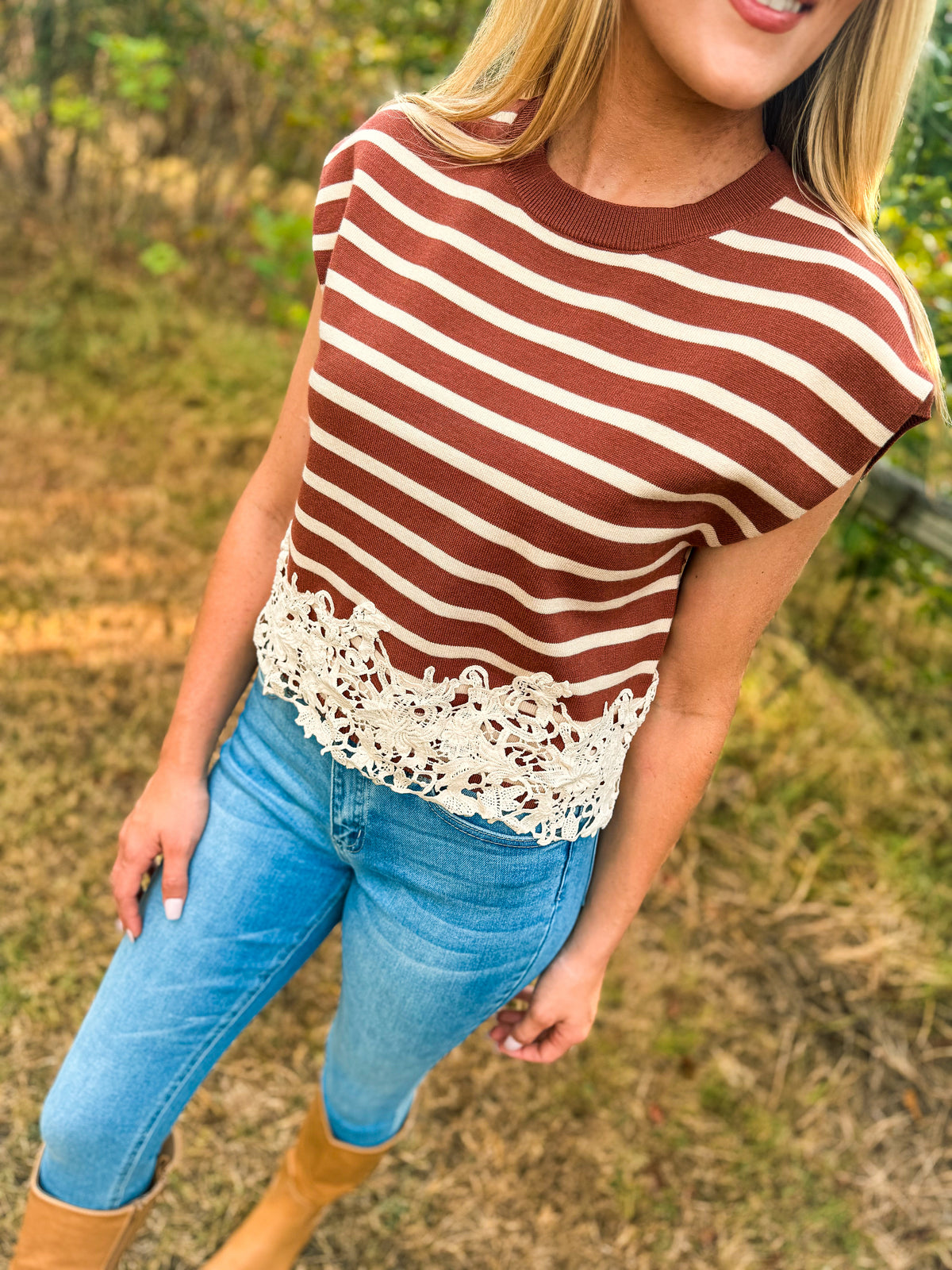 Brown Striped Entro Sweater