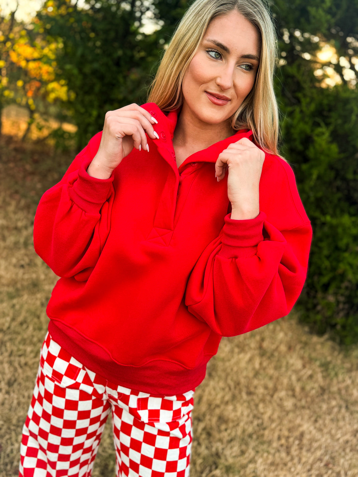 Red Half Zip Pullover-Papermoon