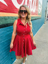 Red Striped Button Down Dress